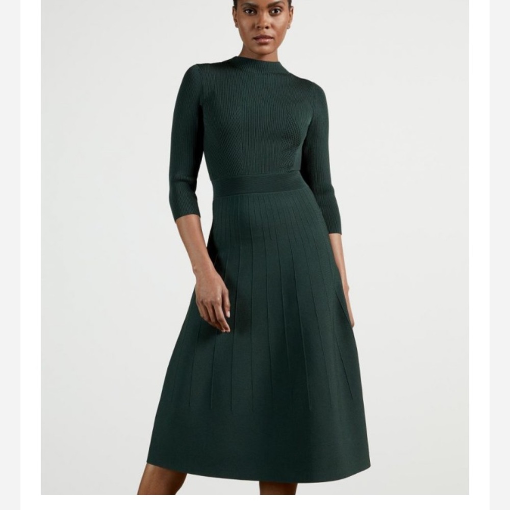 Ted Baker High Neck Knitted Midi Dress Size 0
